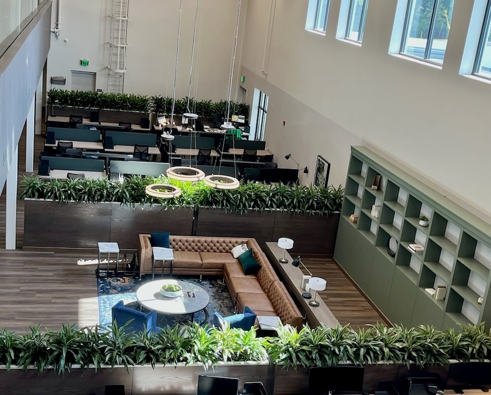 workspace with custom plant designs